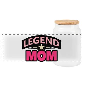 Legend Mom – Lustige Mutter Design - Panorama Keksdose mit Holzdeckel - Weiß - Vorne