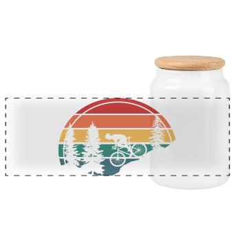 Bicycle Retro Gift Mountain Bike - Panoramic Cookie Jar with Wooden Lid - white - Front