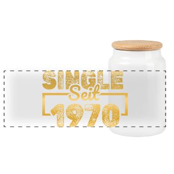1970 - Panorama Keksdose mit Holzdeckel - Weiß - Vorne