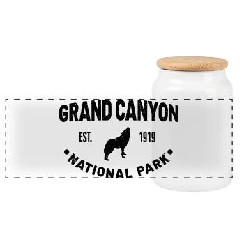 Grand Canyon National Park Established 1919 - Panoramic Cookie Jar with Wooden Lid - white - Front
