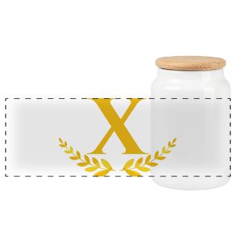 x - Panoramic Cookie Jar with Wooden Lid - white - Front