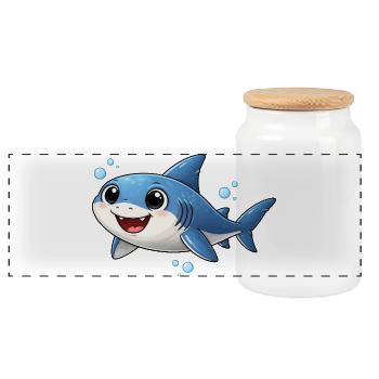 Motif Bébé Requin Drôle Cadeau Océan - Boîte à biscuits avec couvercle en bois - blanc - Devant