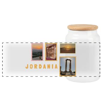 Jordanien Collage - Panorama Keksdose mit Holzdeckel - Weiß - Vorne