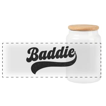 Baddie - Panoramic Cookie Jar with Wooden Lid - white - Front