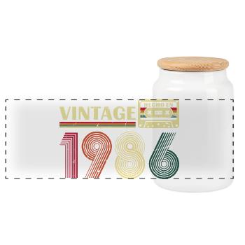 1986 Vintage Rétro Cadeau D'anniversaire - Boîte à biscuits avec couvercle en bois - blanc - Devant