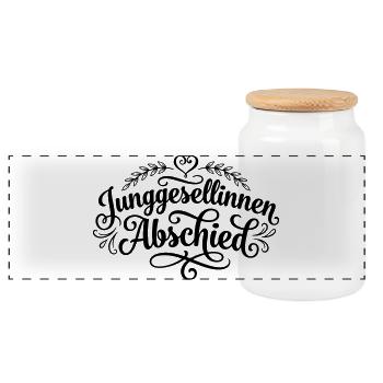 Junggesellinnenabschied Herz Jga - Panorama Keksdose mit Holzdeckel - Weiß - Vorne