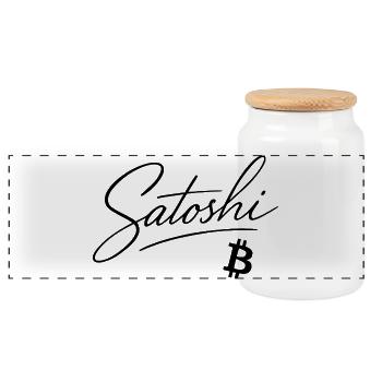 Satoshi Bitcoin Lettering Design Noir - Boîte à biscuits avec couvercle en bois - blanc - Devant
