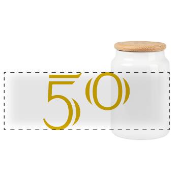 50. 50 YEARS. 50th ANNIVERSARY. 50 YEARS ANNIVERSARY. - Panoramic Cookie Jar with Wooden Lid - white - Front