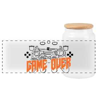 Game Over Rétro Orange Bold - Boîte à biscuits avec couvercle en bois - blanc - Devant