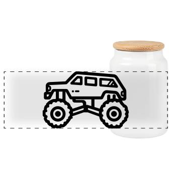 Monstertruck - Panorama Keksdose mit Holzdeckel - Weiß - Vorne