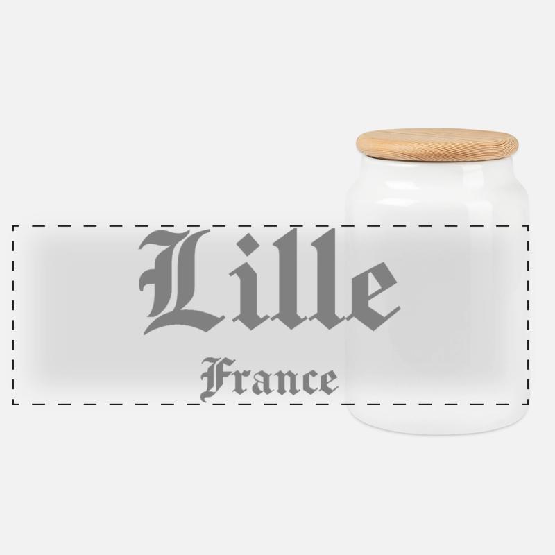 Lille Frankreich Gotik - Panorama Keksdose mit Holzdeckel - Weiß