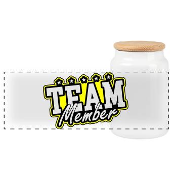 Team Member - Panoramic Cookie Jar with Wooden Lid - white - Front