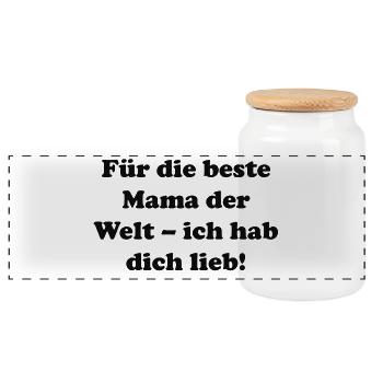 Beste Mama der Welt Liebesbotschaft - Panorama Keksdose mit Holzdeckel - Weiß - Vorne