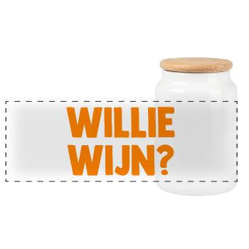 Willie Wijn? - Netherlands Nederland - Panoramic Cookie Jar with Wooden Lid - white - Front