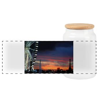 Paris à la grande roue du coucher du soleil - Boîte à biscuits avec couvercle en bois - blanc - Devant