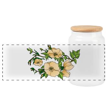 Fleur - Boîte à biscuits avec couvercle en bois - blanc - Devant