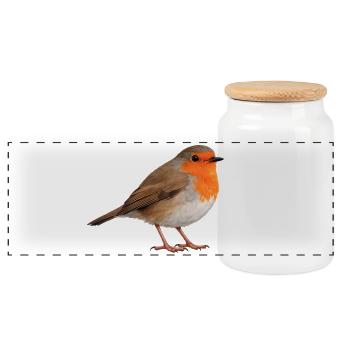 Robin - Panorama Keksdose mit Holzdeckel - Weiß - Vorne