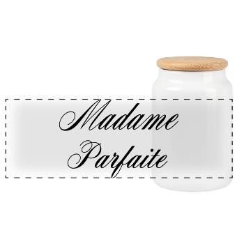 Madame Parfait Humour Femme - Panoramic Cookie Jar with Wooden Lid - white - Front