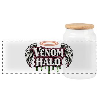 Halo Gothic Wings Dark Angel Statement - Panorama Keksdose mit Holzdeckel - Weiß - Vorne