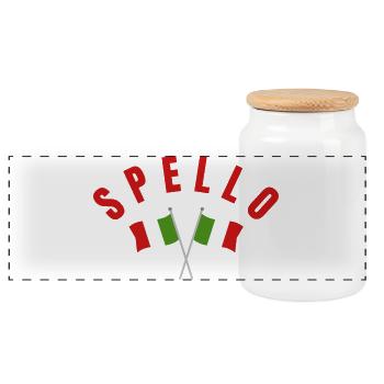 Spello Italian Flags - Panoramic Cookie Jar with Wooden Lid - white - Front