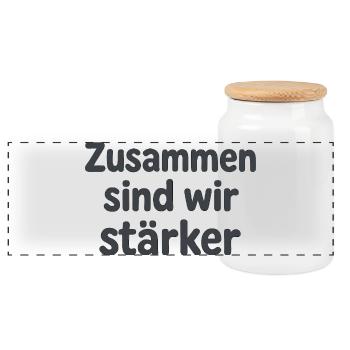 Zusammen sind wir stärker Spruch für Aktivisten - Panorama Keksdose mit Holzdeckel - Weiß - Vorne