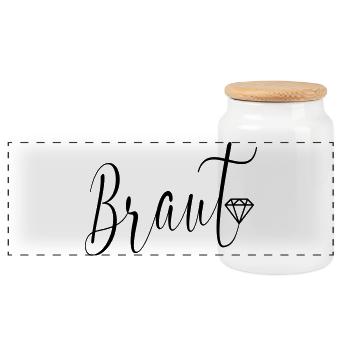 Hochzeit Diamanten Braut - Panorama Keksdose mit Holzdeckel - Weiß - Vorne
