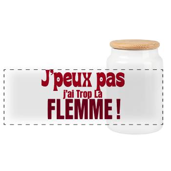 Jpeux pas j'ai trop la flemme - Boîte à biscuits avec couvercle en bois - blanc - Devant