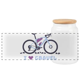 I Love Gravel Fahrrad - Panorama Keksdose mit Holzdeckel - Weiß - Vorne
