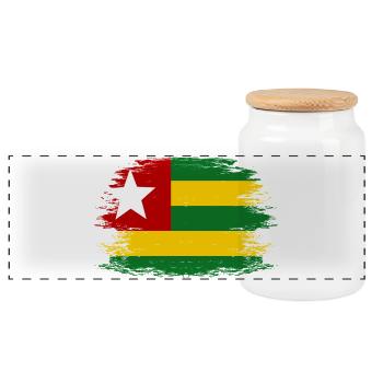 Togo_Flagge_used - Boîte à biscuits avec couvercle en bois - blanc - Devant