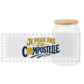 Je peux pas j'ai Compostelle - Boîte à biscuits avec couvercle en bois - blanc - Devant