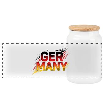 fusball Nationalmannschaft, fussball Deutschland,  - Panorama Keksdose mit Holzdeckel - Weiß - Vorne