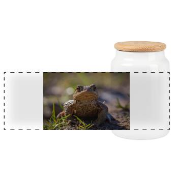 Close-up of an Earth Toad - Poster - Panoramic Cookie Jar with Wooden Lid - white - Front