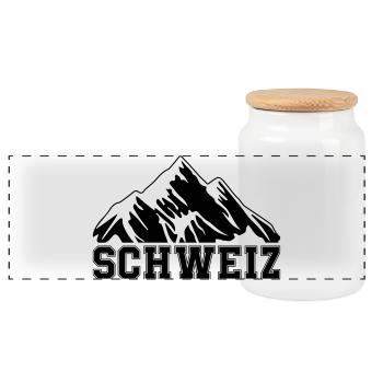 mountains_berge_schweiz - Panorama Keksdose mit Holzdeckel - Weiß - Vorne
