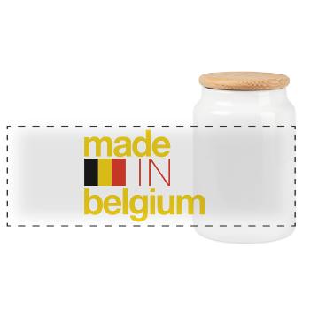 Hergestellt in Belgien - Panorama Keksdose mit Holzdeckel - Weiß - Vorne