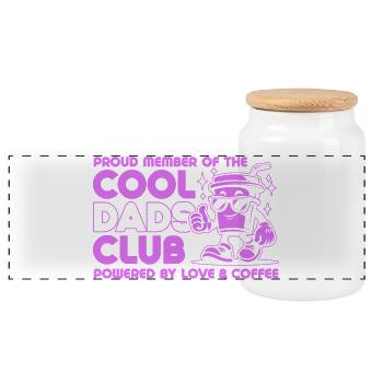 Club des papas cool - Cadeau de fête des pères papa papa - Boîte à biscuits avec couvercle en bois - blanc - Devant