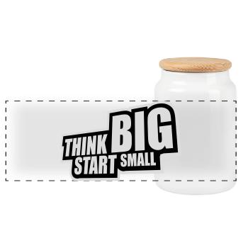 Pensez Grand, Commence, Petit, Motivation, Mentalité, Évolution. - Boîte à biscuits avec couvercle en bois - blanc - Devant