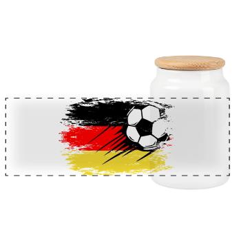 Football allemand utilisé - Boîte à biscuits avec couvercle en bois - blanc - Devant
