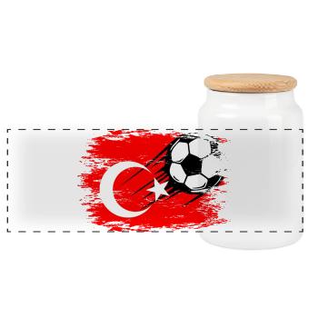 Türkei Flagge Fußball used - Panorama Keksdose mit Holzdeckel - Weiß - Vorne