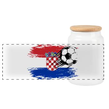 Kroatien Flagge - Panorama Keksdose mit Holzdeckel - Weiß - Vorne