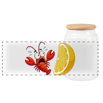 Citrus Crab Spectacle - Panoramic Cookie Jar with Wooden Lid - white - Front