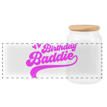 Birthday villain - Panoramic Cookie Jar with Wooden Lid - white - Front