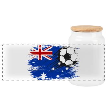 Australien Flagge Fußball used - Panorama Keksdose mit Holzdeckel - Weiß - Vorne