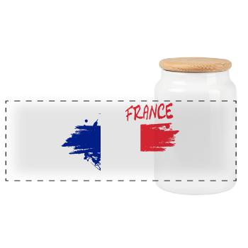 Pinceau à drapeau français - Boîte à biscuits avec couvercle en bois - blanc - Devant