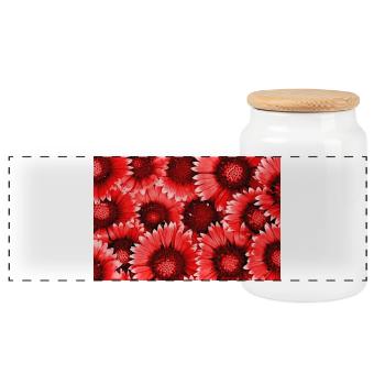 Motif des Fleurs Rouges - Boîte à biscuits avec couvercle en bois - blanc - Devant