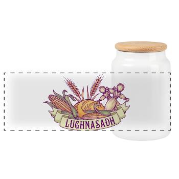 Premier festival de Lughnasa Lammas Lughnasadh - Boîte à biscuits avec couvercle en bois - blanc - Devant