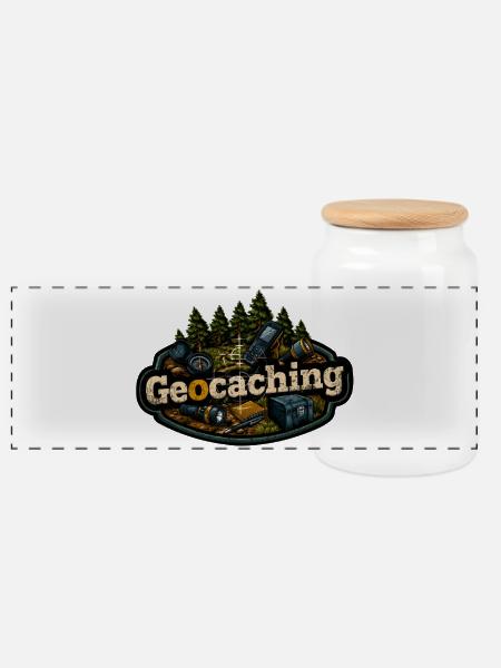 Geocaching - Panorama Keksdose mit Holzdeckel - Weiß