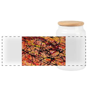 jcejnghj - Panoramic Cookie Jar with Wooden Lid - white - Front