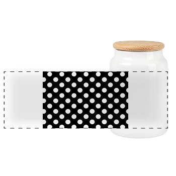 Noir-Polka-Punkte-Muster - Panorama Keksdose mit Holzdeckel - Weiß - Vorne
