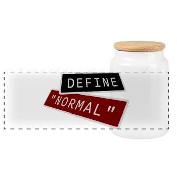 Define Normal Funny Sarcastic Definition Graphic - Panoramic Cookie Jar with Wooden Lid - white - Front