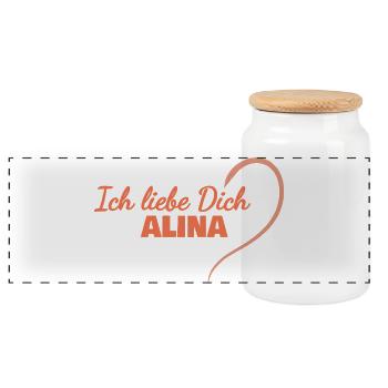Alina - Panorama Keksdose mit Holzdeckel - Weiß - Vorne